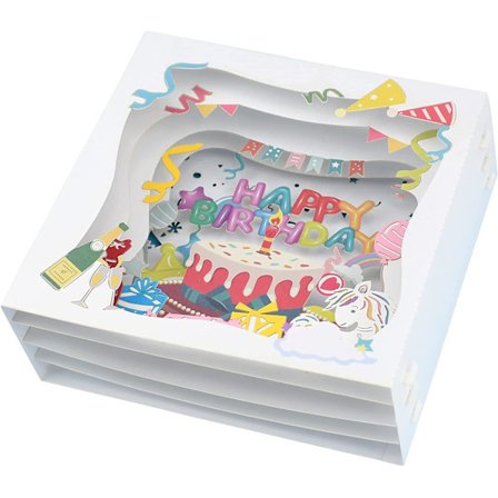 3D-ponnahtava onnittelukortti (syntymäpäivälaatikko), syntymäpäiväkorttilahja, Colo