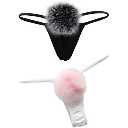 Kaise Dame Thong Pantie Søt Kanin Hale Lav Midje G-streng Pels Ball Solid Bikini T-back Cosplay Festdrakt Gave