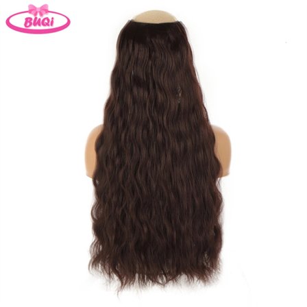 V-formet Water Wave Synthetic Hair Extensions Clip In Hair Extensions Langt bølget frisure Hårstykke Varmebestandigt krøllet hår