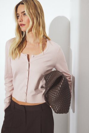 NA-KD - Strikket cardigan med rund hals - Cardigan - Rosa - L (EU 42-44)
