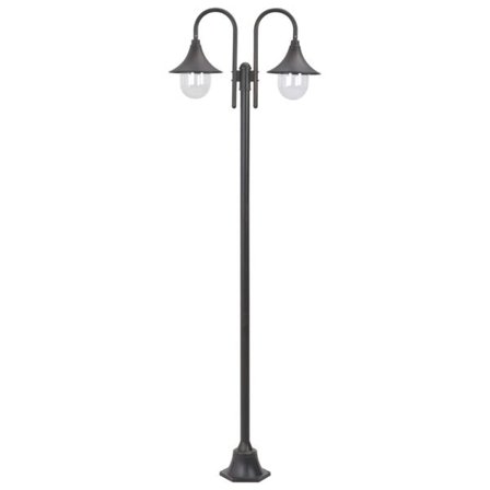 vidaXL Lyktstolpe för trädgård E27 220 cm aluminium 2 lyktor brons