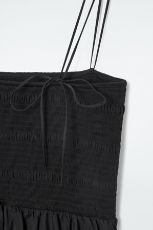 COS Women's Abito Midi Arricciato in Nero