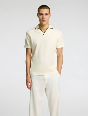 Selected Slhsangev Split Neck Ss Polo - Cream - XL