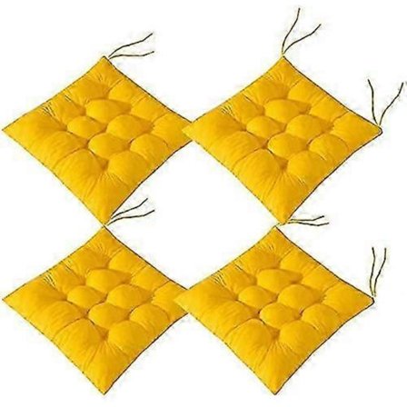 4 stk. myke stolputer med knytebånd, puter til spisestue, hage, uteplass, kjøkken (40x40cm)