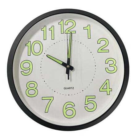 12 tuuman / 30 cm:n valaiseva seinäkello, hiljainen yövalo hehkuu pimeässä, pyöreä kello, Living Roo