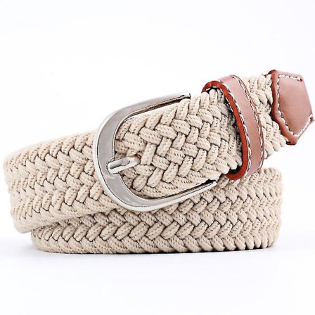 Unisex elastisk flätad bälte i canvas med spänne, 110 cm