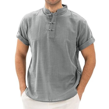 Mænds Sommer Casual Kortærmet Retro Almindelig Skjorte Toppe