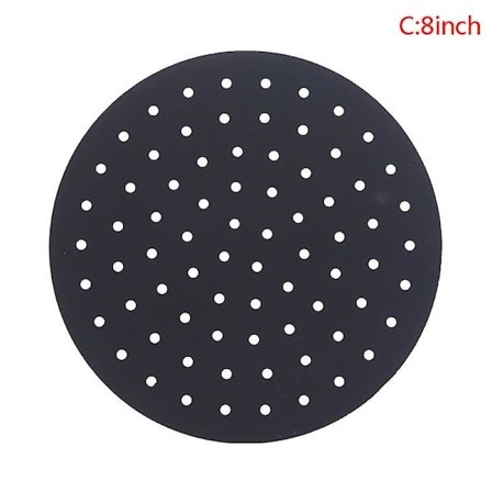 Genanvendelig skridsikker rund silikonemåtte til airfryer, non-stick dampkurvmåtte sort 20 cm