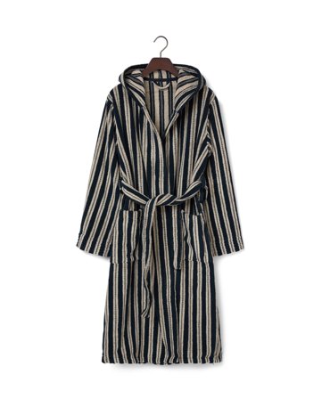 Lexington Unisex Badekåbe med Hætte i Bomuld, mørkeblå