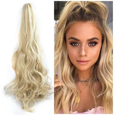 TG Kiharallinen Kynsipihtiklipsi Hevosenhäntä Peruukki Clip Hevosenhäntäpidennys Kulta