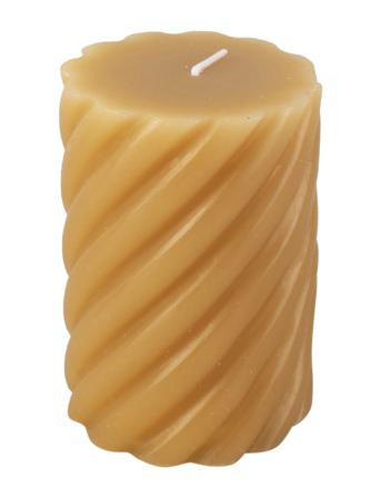 Pillar Candle Swirl Medium 49H Home Decoration Candles Block Candles Brun Present Time