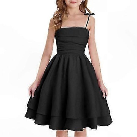 A-linje Spaghettiband Sommarklänning Festlig Ärmlös Flickor Midi Klänning Party Prinsessklänning för 8-14 År