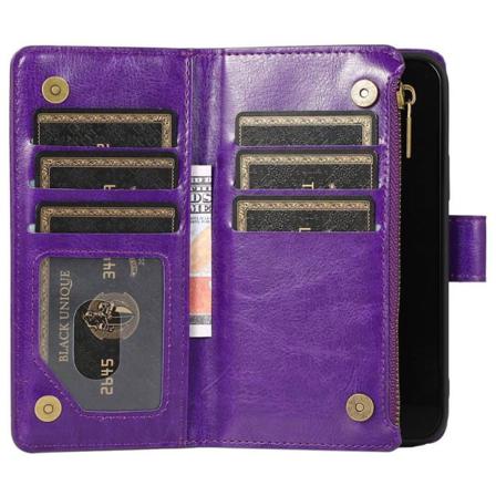 Dubbelflip Zipper 9-kort Apple Iphone 14 - Lila