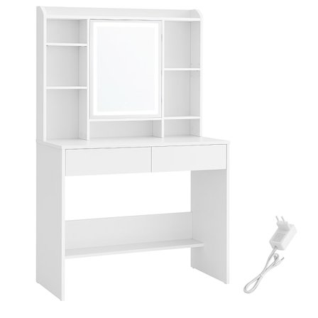 Sminkebord med LED-belysning, 3 farver, med spejl til makeup