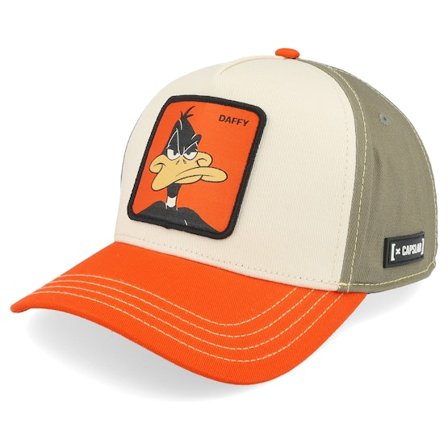 Capslab - Beige - trucker - Cap - Looney Tunes Daffy Duck Grey/Beige/Red A-Frame Trucker - Hatstore