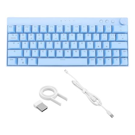 3 tilstande trådløst mekanisk tastatur 64 taster trådløst 2.4G Type C kablet N Key Rollover Blåt mekanisk tastatur med knap RGB Brun switch