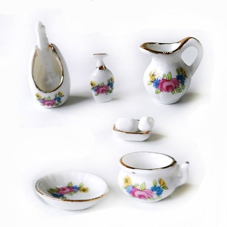 8 STK/sæt Dukkehus Badeværelsessæt Miniaturemøbler 2 2