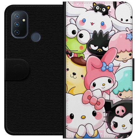 Kompatibelt Lommeboketui til OnePlus Nord N100 Tett mønster av søte figurer med store øyne i ulike farger og uttrykk med LABUBU-tekst