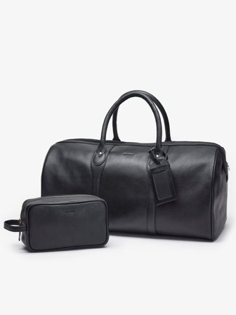 John Henric Men's Schwarze Weekender und Kulturbeutel Size