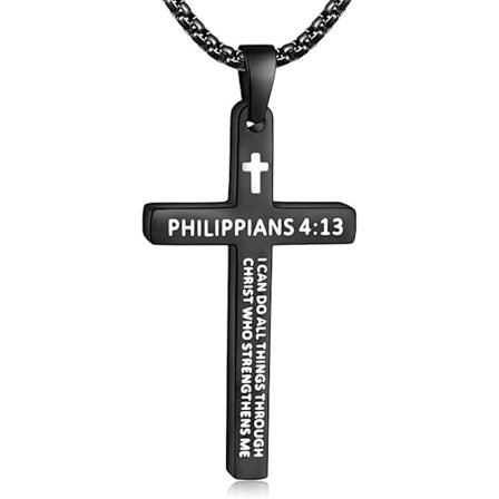 Raamatun jae Risti Kaulakoru Miehet Ruostumaton Teräs Miesten Kaulakoru, Musta/Kulta/Hopea Ristiriipus