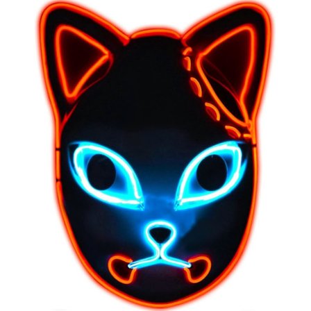 Demon Slayer Mask Japansk Anime Mask, Led Halloween Mask Demon Fox Mask för Demon Slayer Cosplay