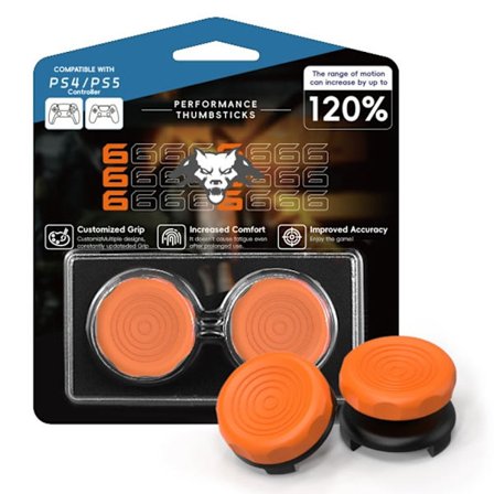 2-pack Sony PlayStation 5 / 4 Joystick Thumb Stick Kepsar Silikon Tumgrepp - Orange