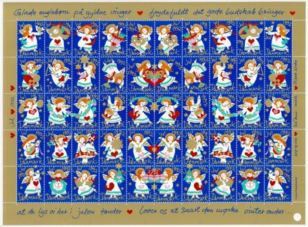 Danmark - julmärkeark 1992 - Utakket på de vandrette marginer - Ubrugt eller foldet