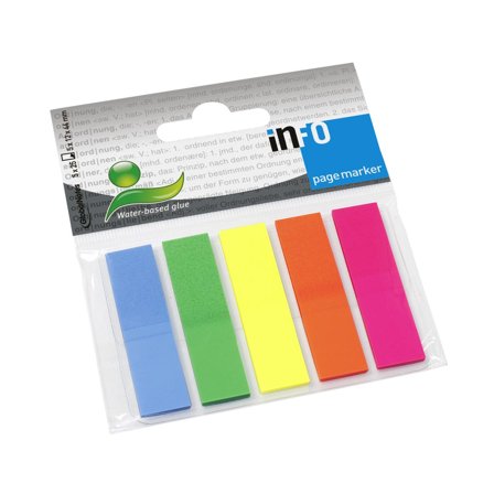 INFO Index 12x44mm 5 färger - Lyreco - Kontorsmaterial - Indexflikar och märkflikar - Indexflikar i plast