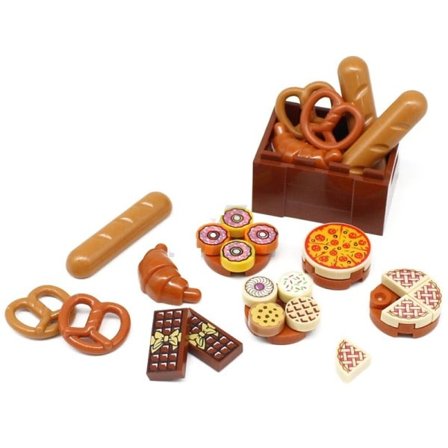 Bröd Kringla våffla paj frosting kakor munk pizza vänner mini mat bygge klossar barn leksaker