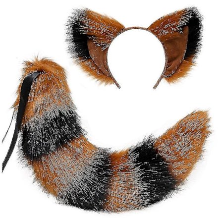 Revhale og ører, katt ulv vaskebjørn ører hale sett, dyr pels hale, ører pannebånd, Halloween jul kostyme