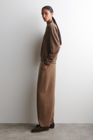 COS Women's Pantaloni Barrel In Lana Merino in Marrone