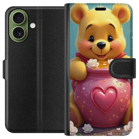 Kompatibel Tegnebogsetui til Apple Apple iPhone 17 Sød gul bjørn inspireret af Peter Plys med en lyserød hjerteformet æske og honning i et romanti