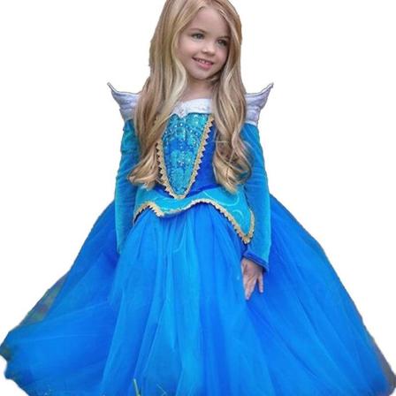 Barn Flickor Prinsessan Aurora Törnrosa Cosplay Kostym Tutu Tyllklänning 4-5 Years Blue