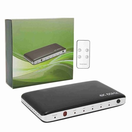 HD Multimedia Interface-svitsj 4 i 1 ut 4K 60Hz fjernkontroll Full HD videokonverter for PS4 HDTV 100‐240VUK plugg