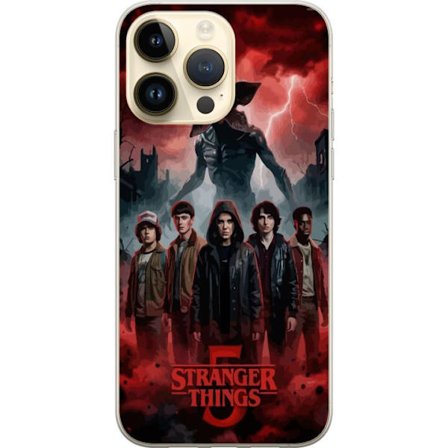 Kompatibel Mobilcover til Apple iPhone 15 Pro Max Mørk Stranger Things-inspireret fantasyillustration med torden, dramatisk himmel og intens uhyggelig