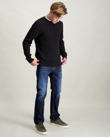 Tommy Hilfiger COTTON CABLE SWEATER Svart Tröjor Kille - Kids Brand Store