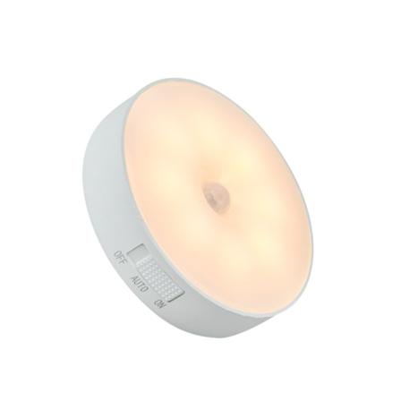 2 stk LED nattlys innendørs bevegelsessensor lys USB oppladbar trådløs sensor (5w varmt lys)