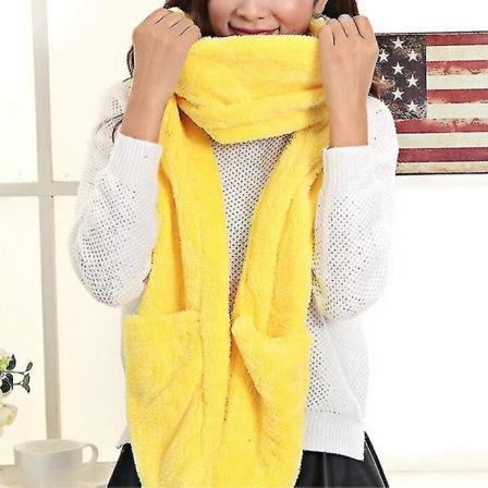 3 i 1 dam vinter varm fleece luva halsduk Snood fickhattar Handskar färgrosa