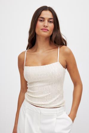 NA-KD Débardeur à sequins - Tops habillés - Beige - XL (EU 46)