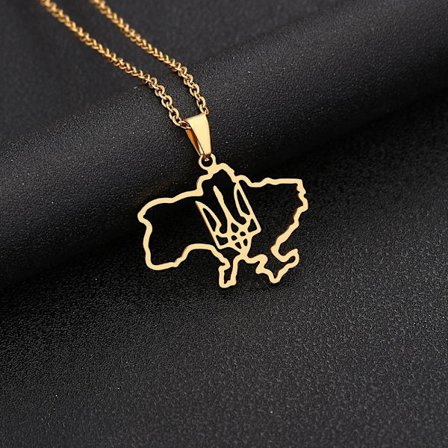 Map Pendant Halsband Geometric Outline Pendant Halsband GULD B B