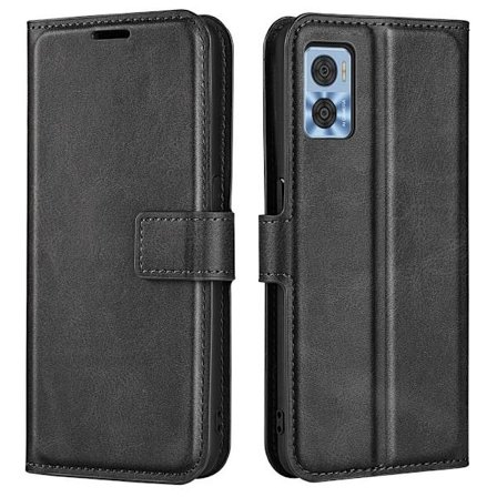 Lompakko Nahkakotelo For Motorola Moto E22 - Musta