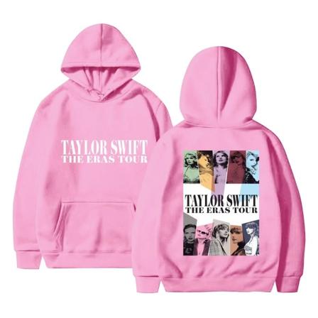 2024 europæiske og amerikanske sangerinde Taylor ny mode taylor swift enkel trykt europæiske og amerikanske hættetrøje til mænd og kvinder pink S