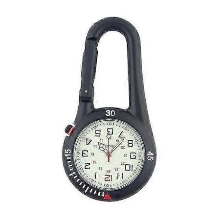 Digital Karabinkrok Klokke Sportsklokke med Krok Sykehusgave Elektronisk Lysende Multifunksjonell Utendørs Mote (Svart)