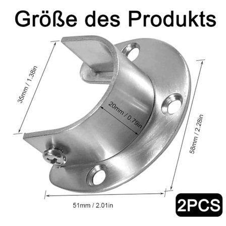 Kraftig Garderobsstång Ändstöd med Rostfri Stålfot
