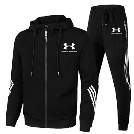 Herre Under Armour Sport Hættetrøje & Bukser Sæt Langærmet Fuld Lynlås Hættetrøje Sweatshirt Jakke + Joggingbukser Træningsbukser Outfit