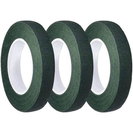 Pakke med 3 grønne floristbånd 1/2 tomme pr. 30 m (mørkegrøn)