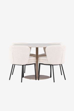 Venture Home - Lycke matbord med Agnes matstol - Vit - Matgrupp 4 personer - Från Homeroom