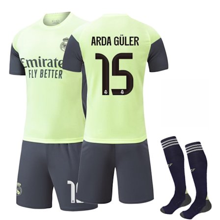 25-26 Real Madrid Barn Voksen Grønn Trenings Fotballskjorte med Sokker