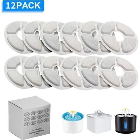 RisingFF Kattskål Filter 12st - Aktivt Kol - Jonbytesharts - Kompatibel med 1,6 L