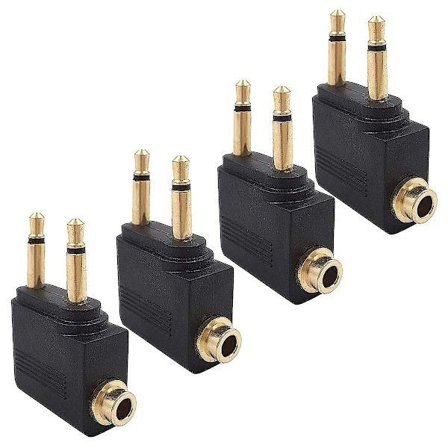 4-paknings flyhodetelefonadapter, flyadapter for hodetelefoner, belagt 3,5 mm, A